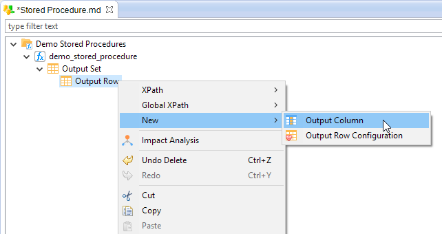 metadata output set output column