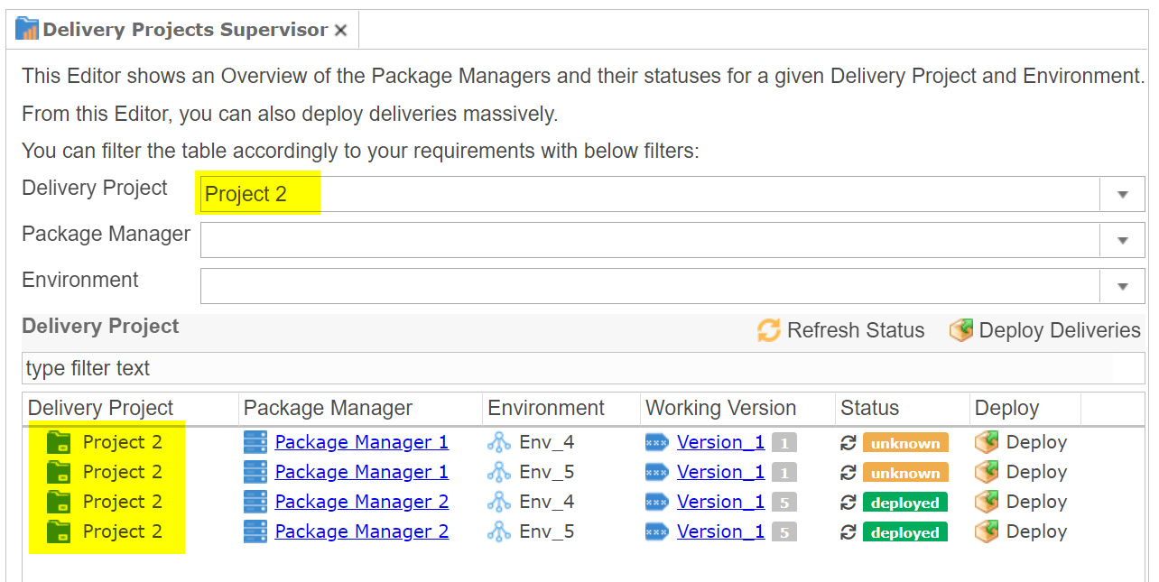 Delivery Project filter