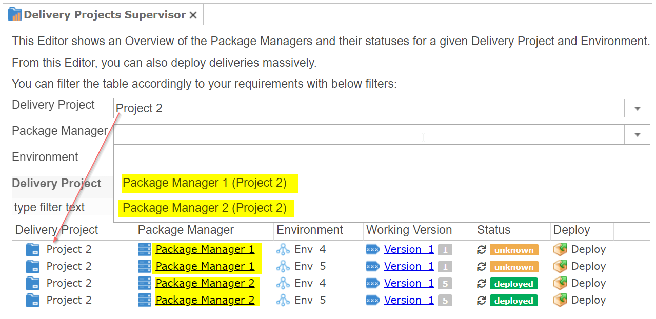 package manager filter