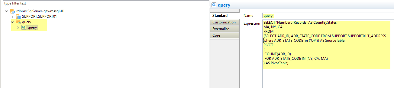 Query in metadata