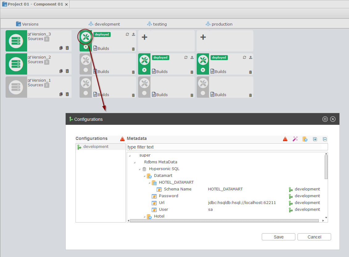 defining metadata values on package editor