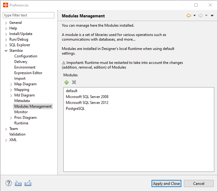 modules wizard preferences